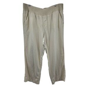 Peace & Pearls 1X Beige Elastic Waist‎ Pants 27"